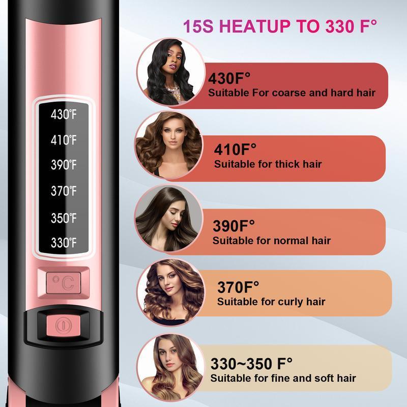 Professional Ceramic Hair Straightner Six Adjustable Temperature Settings 230F To 450F 15