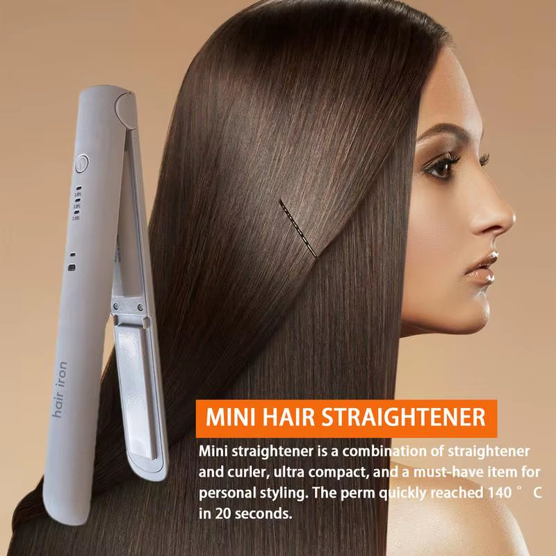 Cordless Curling Iron Mini Hair Straightener Iron Straightening Styling Tools Hair Curler Flat Iron Beard Straightener